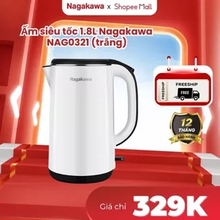 Ấm siêu tốc 2 lớp inox 304 Nagakawa NAG0321 (1,8L - 1800W) - Bảo hành 12 tháng - Hàng chính hãng
