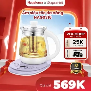 Ấm siêu tốc đa năng Nagakawa NAG0316 - Tích hợp 12 chức năng - Điều khiển cảm ứng - Bảo hành 12 tháng