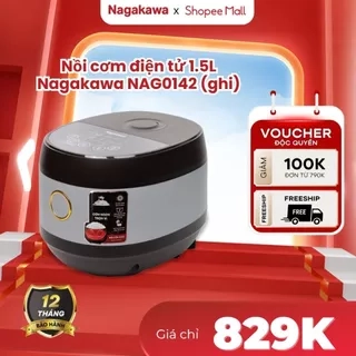 Nồi cơm điện tử Nagakawa NAG0142 (1.5L - Màu hồng) - 10 chương trình nấu - Bảo hành 12 tháng