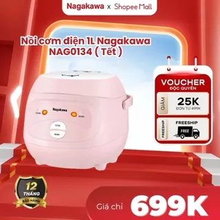 Nồi cơm điện 1L Nagakawa NAG0134 (400W) - 2 chế độ - Lòng nồi dạng niêu chống dính - Bảo hành 12 tháng - Màu: Hồng Trắng