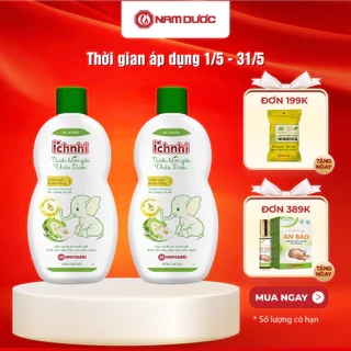Combo 2 chai Nước tắm gội thảo dược Ích Nhi (0-3 tuổi) bảo vệ bé suốt 24h ngừa rôm sảy, hăm da, mẩn ngứa, 230ml/ 1 chai