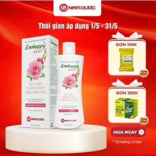 Dung dịch vệ sinh phụ nữ Emhappy Silky Nam Dược hương hoa hồng chai 120ml