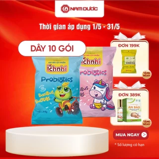Kẹo dẻo lợi khuẩn Ích Nhi (dây 10 gói) chứa lợi khuẩn bacillus subtilis hỗ trợ tiêu hóa