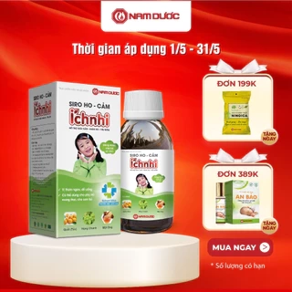 Siro ho cảm Ích Nhi chai 90ml, hỗ trợ giải giảm, hỗ trợ giảm ho, sổ mũi, hỗ trợ tiêu đờm
