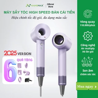 Máy Sấy Tóc NANOMAX High Speed 2 Chiều Nóng Lạnh Thiết Kế Không Lá Động Cơ Không Chổi Than 3 Tốc Độ Sấy 3 Chế Độ Nhiệt