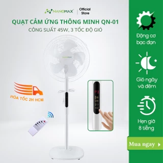 Quạt Cây Đứng Cảm Ứng Thông Minh Nanomax QN-01, Công Suất 45W Tặng Kèm Điều Khiển Từ Xa
