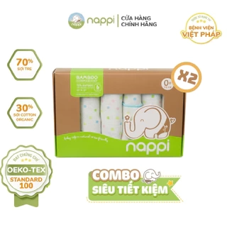 2 Hộp khăn sữa sợi tre Organic Cotton Mềm mại Nappi (6 chiếc/hộp)