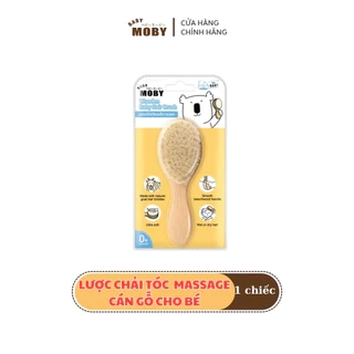 Baby Moby Lược chải tóc massage cán gỗ cao cấp dành cho bé