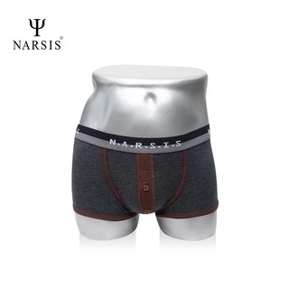 Quần Boxer Nam Narsis Màu Xám Phối Viền Nâu Chất Liệu Mềm Mịn Co Giãn Tốt Êm Ái