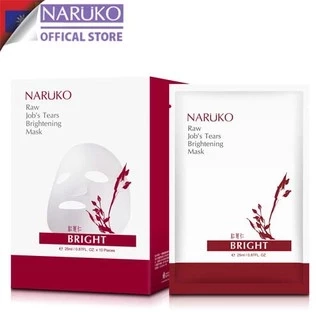 Hộp 10 Miếng Mặt Nạ Sáng Da Ý DĨ Nhân Đỏ Trắng Naruko Raw Job’s Tears Brightening 25ml/miếng (Bản Đài)