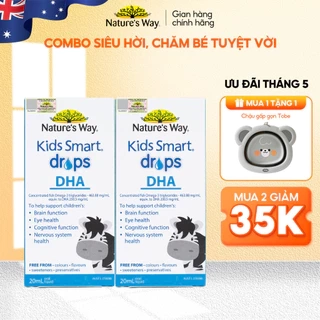 Combo 2 Hộp DHA Drops Nature's Way Kids Smart Drops Siro Thông Minh Bổ Sung DHA EPA, Hỗ Trợ Bổ Não Và Mắt Cho Bé