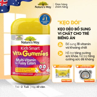 Kẹo Dẻo Vi Chất Cho Bé Nature's Way Kids Smart Vita Gummies Multi Vitamin Fussy Eaters, Hỗ Trợ Tăng Sức Đề Kháng 60v/h