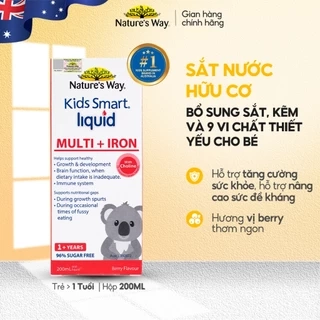 Siro Bổ Sung Sắt Và Multi Vitamin Cho Bé Nature's Way Kids Smart Liquid Multi + Iron Hỗ Trợ Nâng Cao Đề Kháng 200ml