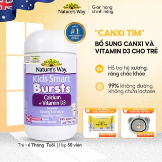 Viên Nhai Canxi Sữa Cho Bé Nature’s Way Kids Smart Calcium + Vitamin D3 Burstlets, Hỗ Trợ Xương Và Răng Chắc Khỏe 50v/h