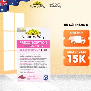 Viên Uống Bổ Sung Vitamin Tổng Hợp Cho Bà Bầu Nature's Way PreConception Pregnancy Breastfeeding Plus – Hộp 30 Viên