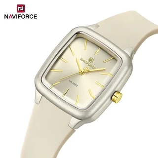 Naviforce NF5055 Đồng hồ thạch anh nữ thông thường mới Thiết kế đơn giản Mặt vuông Đồng hồ nữ thời trang silicon chống thấm nước