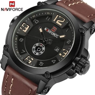 Đồng hồ đeo tay thạch anh dây da chống nước thời trang Naviforce dành cho nam