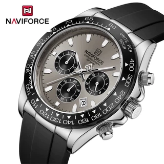 Đồng hồ nam sang trọng NAVIFORCE Đồng hồ thạch anh thể thao chống nước Dây đeo silicon Chronograph Đồng hồ đeo tay phát sáng