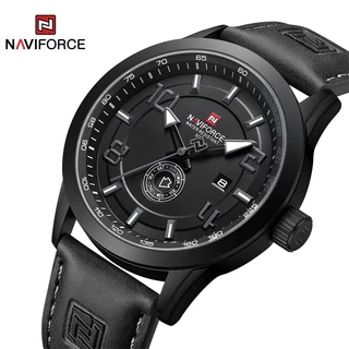 Đồng hồ thạch anh quân sự thể thao bằng da kỹ thuật số tương tự NAVIFORCE dành cho nam (Phiên bản nâng cấp kèm hộp gốc) Jam Tangan