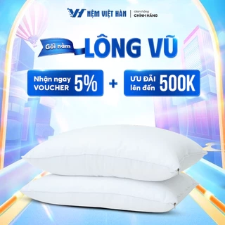 Gối nằm Lông Vũ Việt Hàn - Êm Ái, Mềm Mại, Thoáng Khí - Từ Sợi Lông Vũ Nhân Tạo Microfiber