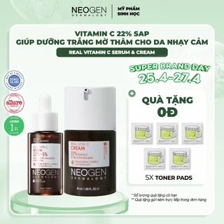 Bộ Sản Phẩm Serum & Kem Dưỡng Vitamin C 22% Mờ Thâm Dưỡng Trắng Da Neogen Dermalogy Real Vita C