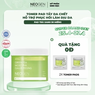Toner Pad Tẩy Tế Bào Chết Trà Xanh Làm Dịu và Phục Hồi Da Dầu Mụn Neogen Dermalogy PHA Gauze Peeling 30 Miếng
