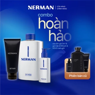 Combo Hoàn Hảo Nerman - Sữa tắm gội cho nam 350ml &Gel rửa mặt 60S Fresh 100ml & DDVS nam giới 100ml