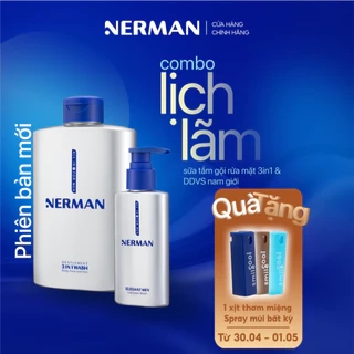 Combo lịch lãm Nerman - Sữa tắm gội cho nam 350ml & Dung dịch vệ sinh nam giới 100ml