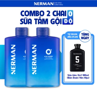 Sữa tắm gội MÁT LẠNH TOÀN THÂN hương nước hoa cao cấp NERMAN 0 Độ 4in1 330ml Dưỡng Body Dưỡng thể