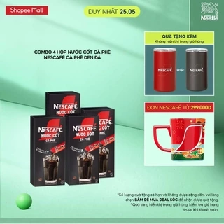 Combo 4 hộp nước cốt cà phê NESCAFÉ - CÀ PHÊ ĐEN ĐÁ (4 hộp x 5 gói)