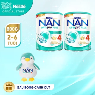 Bộ 2 lon Sữa bột Nestlé NAN OPTIPRO PLUS 4 800g/lon với 5HMO Giúp tiêu hóa tốt