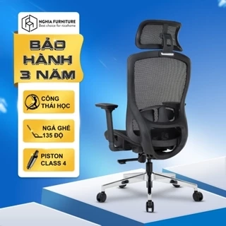 Ghế công thái học Karman Nghiafurniture, Bảo hành 3 năm, ngả ghế 135 độ, Piston Class 4