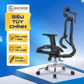 Ghế công thái học Nghiafurniture Joy-h, bảo hành 3 năm, lưới thoáng khí, ngả ghế 120 độ