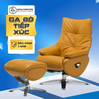Ghế thư giãn Nghiafurniture Arm chair NF1 - Dệm da pu cao cấp màu nâu da bò, khung hợp kim sơn tĩnh điện