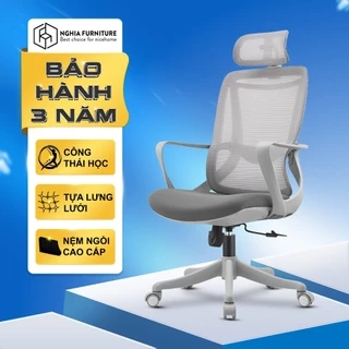Ghế văn phòng công thái học Nghiafurniture Lumbar full tính năng bá đạo, lưới Wintex, Piston class 4