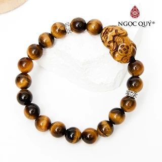 Vòng tay đá mắt hổ phối tỳ hưu tài lộc - Ngọc Quý