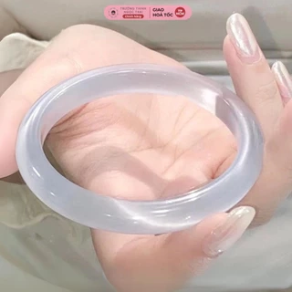 Vòng Đá Mắt Mèo Màu Trắng Bản Hẹ Nhỏ Xinh Xắn, Trẻ Trung - Ngọc Trai Trường Thịnh