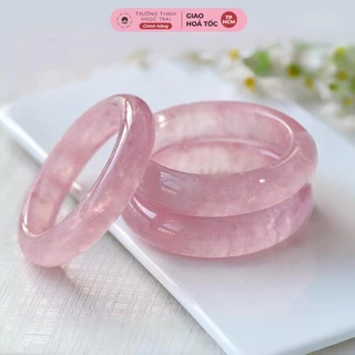 Vòng Tay Thạch Anh Hồng Bản Liền Lắc Tay Phong Thủy Sang Trọng - Ngọc Trai Trường Thịnh