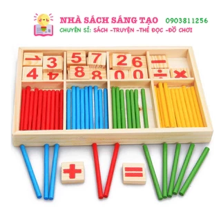 Bộ que tính và các chữ số, phép tính học toán thông minh cho bé bằng gỗ