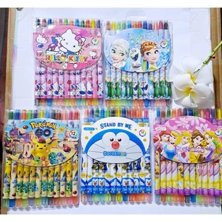 Bút Sáp Vặn 24 Màu Thân 12cm loại tốt, tô màu đẹp, dễ thương (Bé trai, Bé gái), dễ dàng bảo quản
