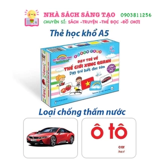 Thẻ học thông minh 16 chủ đề, Thẻ Flashcard Glenn Doman Khổ A5, Chống Thấm Nước, Thẻ Học A5