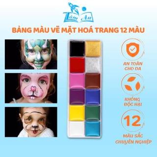 Bảng màu vẽ mặt hoá trang bộ 12 màu thân thiện với mọi loại da, không độc hại - Nhà Sách Tâm An