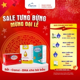 Trọn bộ 3 hộp sắt canxi DHA vitamin cho bà bầu Avisure 60 viên