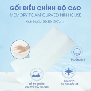 Gối cao su non cho người lớn NIN House giảm đau cổ vai gáy và giảm ngáy dạng lượn sóng memory foam nhiều kích thước