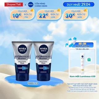 Bộ 2 Sữa Rửa Mặt NIVEA MEN Bọt Mịn Giúp Sáng Da | Mờ Thâm Mụn (100 g) - 88836x2
