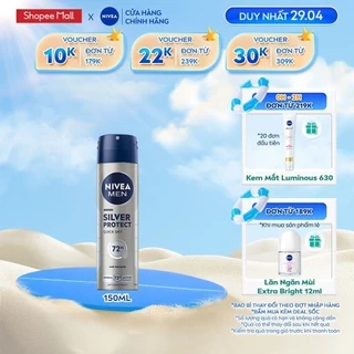Xịt Ngăn Mùi NIVEA MEN Silver Protect Phân Tử Bạc Ngăn Khuẩn Gây Mùi Vượt Trội (150 ml) - 82959