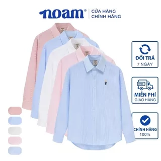 Áo Sơ Mi Dài Tay Form rộng NOAM Nafox Oxford - Màu Trắng/ Xanh/Hồng kẻ sọc/Đỏ kẻ sọc/Xanh kẻ sọc