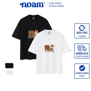 Áo thun Form rộng NOAM Woodie 100% Cotton 280GSM - Màu Đen/ Trắng