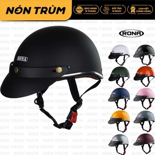 Mũ bảo hiểm 1/2 Rona hali viền bạc chính hãng kèm lưỡi trai đen - Nón Trùm