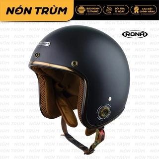 Mũ bảo hiểm 3/4 RONA màu đen nhám chính hãng, bảo hành 12 tháng tại hệ thống Nón Trùm